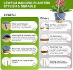 Set of 2 Hanging Planters for Indoor Plants with Self Watering Includes Hanging Pots and 2 Types Plant Hangers, Outdoor Hanging Baskets Holder for Home Garden, 10 Inch Aegean Blue