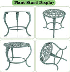 OwnMy Heavy Duty Cast Iron Plant Stand Vintage Wrought Iron Flower Pot Holder, Indoor Outdoor Large Plant Stand for Home Garden Patio, Decorative Round Potted Plant Holder Rack, Green