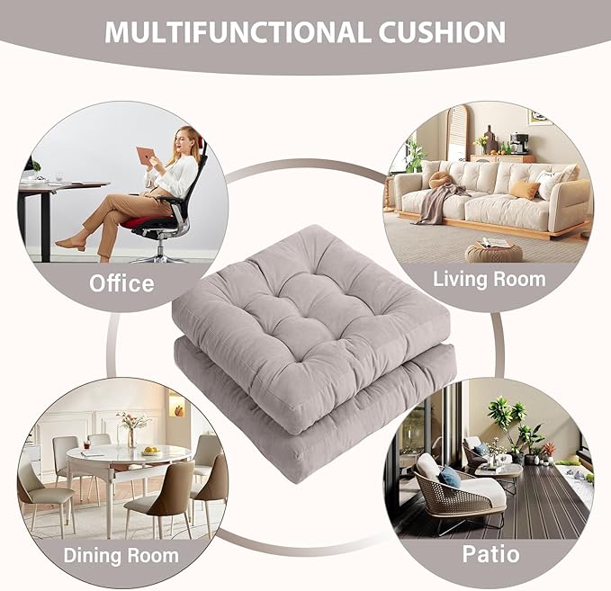 Tiita Outdoor Cushions Square Floor Pillow Thicken Tufted Seat Pad Large Floor Cushion for Yoga Meditation Living Room