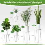 5-Pack Wood Plant Stands Indoor, Single Plant Stand for 6-22 Inch Pots, Mid-Century Modern Plant Stool, Tall Plant Stand for Large Plants Perfect Fit for Living Room, Balcony, Office(Retro White)