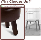 Small Foot Stool Ottoman, Round Pouf Foot Rest, Footstool Ottomans with Rubber Legs Under Desk, Faux Leather Footrest for Couch, Living Room, Bedroom, Office, 13''L x 13''W x 10.2''H, Coffee