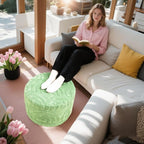 Asuprui Plush Fabric Ottoman Footrest – 20"x14" Soft Foam Pouf with Removable Cover Perfect for Living Room, Bedroom & Dorm(Sage Green)