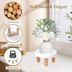 ARTORA Small Wooden Riser, Decorative Round Wood Desktop Plant Stand Mid Century Kitchen Counter Pedestal Stand for Centerpiece Pet Bowl Holder (White, 2 Pack)