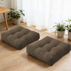 Large Floor Pillows for Adults Set of 2, Thick Meditation Pillows for Floor Seating, Square Seat Cushions for Picnic Party Home Decor, Brown 18x18 in