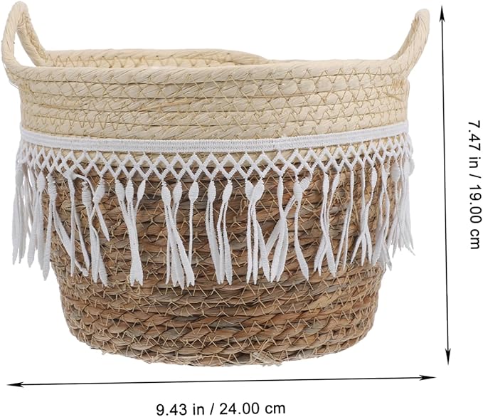 ABOOFAN Woven Planter Basket Indoor Plant Stand Plant Pot Boho Decor Natural Roped Flower Planter
