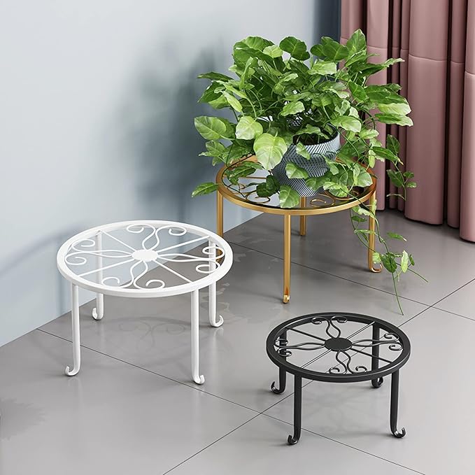 Tosnail 4-Pack 9" Metal Plant Stands for Indoor and Outdoor, Planters, Flower Pots Holder, Beverage Dispenser, Pumpkin Stand for Floor and Tabletop Decoration - White