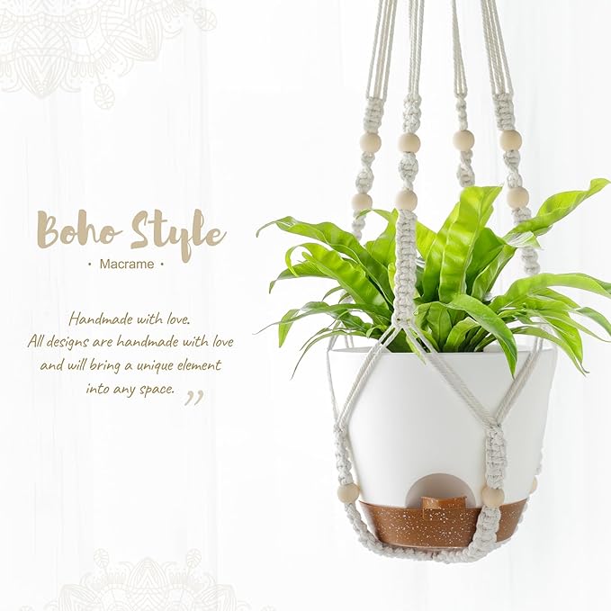 Mkono 3 Pack Hanging Planters for Indoor Plants with Self Watering, Outdoor Hanging Plant Pots with 35"/29"/23" Macrame Plant Hangers, 2 Types of Hanging Baskets for Garden Home Decor