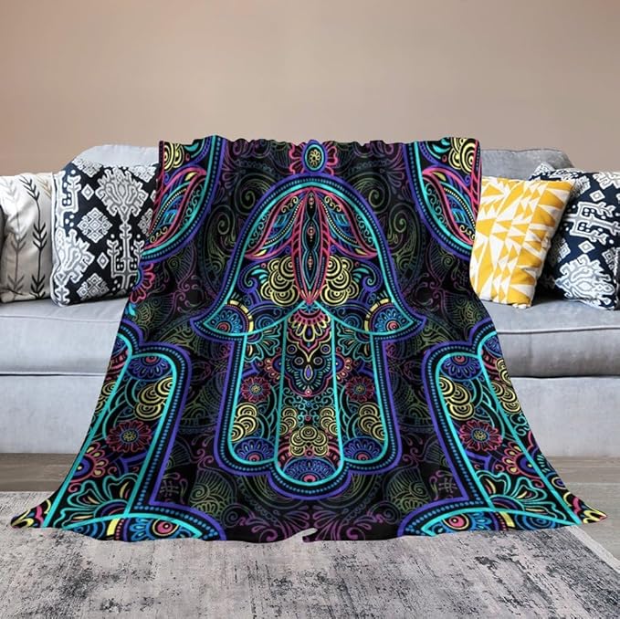 Boho Mandala Throw Blanket Colorful Hand Bohemian Blanket for Sofa Bed Couch Chair Or Dorm 40"x50"