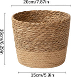 Jute Rope Plant Basket Indoor Modern Woven Flower Pot Basket Seagrass Storage Organizer Planter Rustic Decorative Plant Containers Cover Laundry Bin for Porch Living Room Entryway (7.87×7.87×6.29Inch)
