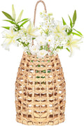 Water Hyacinth Woven Hanging Basket,Wall Hanging Flower Basket,Boho Coastal Woven Front Door Decorate,for Home,Pantry, Farmhouse Decorative Organizer for Entryway Easter, Mother's Day flower basket