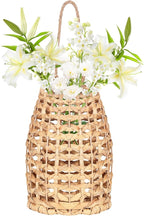 Water Hyacinth Woven Hanging Basket,Wall Hanging Flower Basket,Boho Coastal Woven Front Door Decorate,for Home,Pantry, Farmhouse Decorative Organizer for Entryway Easter, Mother's Day flower basket