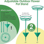 Tellingyou 2 Pack Adjustable Outdoor Flower Pot Stand, Metal Outdoor Plant Stands, Spring Summer Versatile Plant Stand Garden Stake for Display Plants, Elegant Solution for Landscaping Decor (Green)