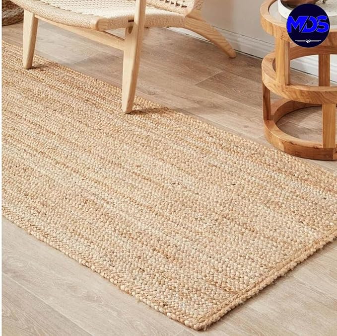 MDS Pack of 1 Handwoven Braided Jute Area Rug 2x6 Rectangular - 100% Natural Burlap Reversible Accent Rugs for Home Decor, Living Room, Doormat, Kitchen, Entryway Rug, Rustic, Farmhouse (2'x6')