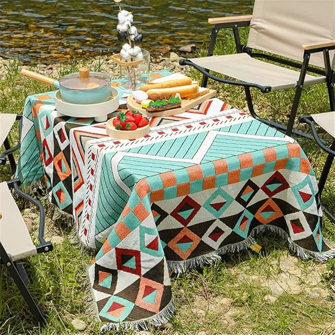 Homesy Southwestern Throw Blankets Navajo Aztec Throws and Blankets Green Multi-Function Boho Throw for Couch Chair Sofa Bed Home Outdoor Beach Car Tent Travel Camping 63"x87"