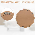 FUIN 20" Round Rattan Wall Mirror, Scalloped Wavy Wicker Frame – Handwoven Natural Boho Decor for Bathroom Vanity, Nursery & Entryway – Distortion-Free Glass