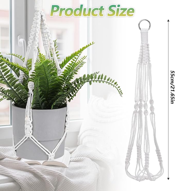 Macrame Plant Hangers, Modern Macrame Plant Hanger, Cotton Rope Hanging Planter for Indoor/Outdoor Balcony Home Decor (Planters/Plants Excluded)