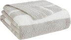 WRENGONGE Taupe Throw Blanket, 50x70 Soft Cozy Striped Throw Blankets for Couch, Sofa, Bed, Travel, Lightweight Fluffy Warm Plush Decorative Blankets for Women, Men Gift