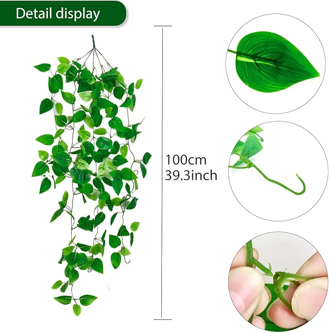 Fake Hanging Plants Vines(3pcs)for Room Decor, Artificial Ivy Greenery Garlands for Home Bedroom Living Aesthetic Kitchen Office Wall Patio Bookshelf,Indoor,Outdoor Farmhouse Decorations(No Basket)
