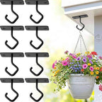 Ceiling Hooks for Hanging Plants - 2.5 Inch Iron Plant Bracket 8 Pack, Metal Plant Hanger Wall Hooks for Plants, Lanterns, Light, Wind Chimes, Indoor&Outdoor Decoration Black