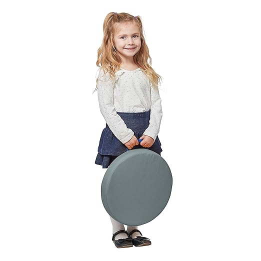 ECR4Kids SoftZone Floor Cushions, Round, Flexible Seating, Grey, 6-Piece