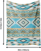 Aipon Boho Aztec Throw Blanket 40"x 50", Western Indian Native American Blanket Southwestern Decor, Teal Soft Cozy Lightweight Throws Blankets Gifts for Women Men Couch Bed Sofa Chair