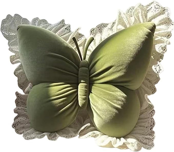 Butterfly Sofa Pillow Animal Floor Reading Pillow Car Cushion (Green, 50cm)
