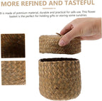 PRETYZOOM Woven Flower Basket with Lid Handmade Mini Storage Container for Sundries Seagrass Decorative Box for Home Parties and Flower Shops