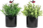 7" H Fake Plants Indoor 2 Pack Small Artificial Plants,Topiary Greenery Mini Potted Plants for House Office Tabletop Decoration
