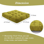 Meditation Floor Pillow 22×22 Inch 2 Pack Large Floor Cushions for Adults Square Tufted Corduroy Floor Pillows for Yoga Living Tatami Room Green