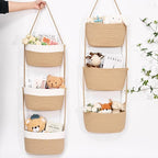 Hanging Basket, 3-Tier Wall Baskets, Over the Door Organizer with 4 Hooks, Hanging Baskets for Organizing, Woven Storage Basket Behind the Door for Nursery, Bedroom, Living Room, Kitchen
