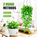 8 Inch Hanging Planters for Indoor Outdoor Plants, 4 Pack White Plastic Self Watering Hanging Baskets with Drainage Holes and Chain for Garden Porch