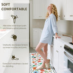 Flower Rugs for Kitchen Floor, 2PCS Anti Fatigue Mats for Kitchen Floor Rubber Non Slip, Washable Cushioned Carpet Rug for Sink Laundry Gifts for Christmas 15.7"×27.5" +15.7"×47" 3.5mm Colorful
