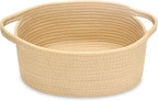 ABenkle Small Basket with Handles - Decorative Durable Rope Woven Storage Bin Shelf Storage Organizer Cube, Easter Baby Gift Basket, 12"x8"x5"