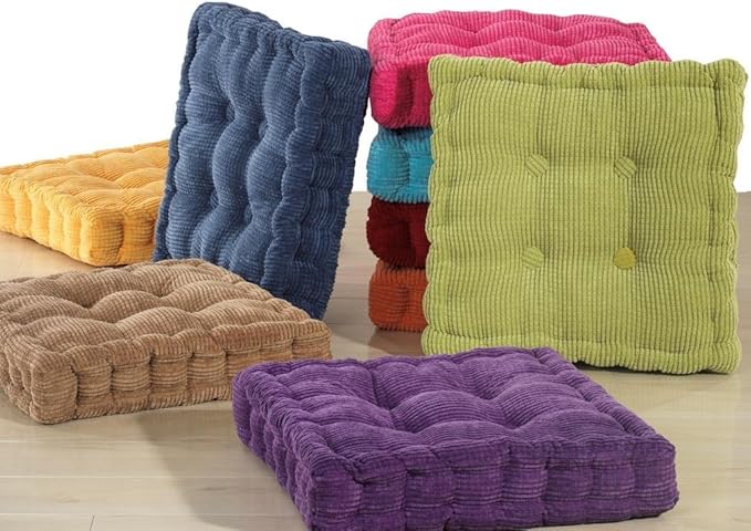 ChezMax Floor Pillow & Cushion, Large Meditation Chair Cushions, Thick Square Seat Pad, Soft Velvet Tufted Seating Pouf for Indoor/Outdoor Yoga Bench Rocking Chair Room Tatami Sofa, Green 18" x 18"