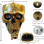 Gothic Skull Planter - Wall or Table Top, Unique Gold Skull Face Vase with Drainage, Spooky Indoor/Outdoor Plants