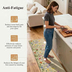 Kitchen Rug Mats for Floor Cushioned Anti Fatigue Floral Kitchen Rugs Sets of 2 Farmhouse Wildflowers Non Slip Waterproof Comfort Memory Foam Standing Floor Mat for Office Laundry Sink Desk