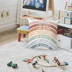 QIYUHOY Kids Classroom Reading Corner Rainbow Throw Pillow Covers 18x18, Positive Affirmations Pillow Case Decor for Calming Corner Cozy Corner Nursery Toddler Room Playroom