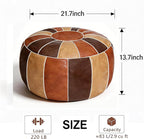 Thgonwid Unstuffed Moroccan Storage Pouf Foot Stool Ottoman Seat Handmade Faux Leather Bean Bag Floor Chair Foot Rest for Living Room, Bedroom or Balcony (Multi Color)