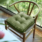 vctops Soft Velvet Chair Pads with Ties Comfy Solid Seat Cushion for Dining Chairs, Office Chairs, Hardwood Floors (Grass Green, 16"x16")