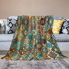 Boho Floral Throw Blanket Mandala Colorful Bohemian Flowers Art Pattern Blanket for Sofa Bed Couch Chair Or Dorm 50"x60"