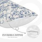 Blue Pillow Covers 12x20 Set of 2 Chinoiserie Blue and Cream Floral Throw Pillows Vintage Rustic Toile Flower Decorative Pillowcase Outdoor Chinoiserie Decor Lumbar Cushion Case for Couch Bed
