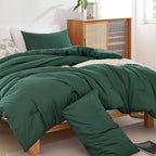ROSGONIA King Size Comforter Set Emerald Green, 3pcs (1 Boho Dark Forest Comforter & 2 Pillowcases), All Season Blanket Lightweight Bedspreads Quilt