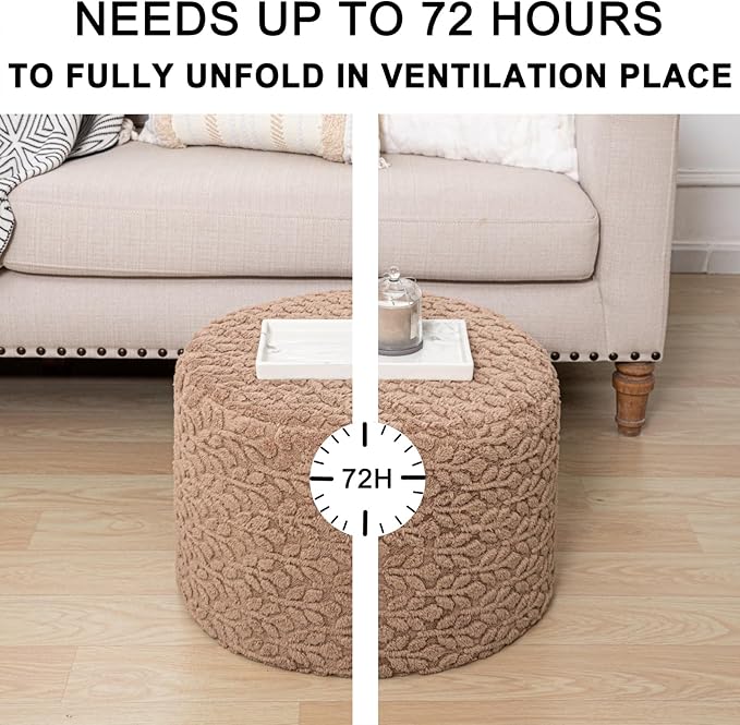 Round Pouf Ottoman 20 x 20 x 14 Inches Boho Poof Home Decor Floor Pouffe Ottoman Foot Rest for Couch Sofa Bean Bag Chairs Living Room Bedroom (Caramel)