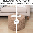 Round Pouf Ottoman 20 x 20 x 14 Inches Boho Poof Home Decor Floor Pouffe Ottoman Foot Rest for Couch Sofa Bean Bag Chairs Living Room Bedroom (Caramel)