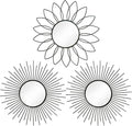 3 Pack Metal Mirrors for Wall Sunburst Wall Mirrors Home Décor Decorative Hanging Wall Art for Living Room Bedroom Entryway (Black2, Flower+Sunburst)