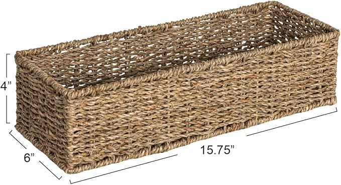 Household Essentials Handwoven Seagrass Rectangular Storage Basket, Natural