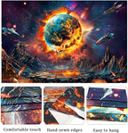 Generleo Planet Galaxy Space Tapestry Psychedelic Universe Nebula Tapestries Mysterious Mountain UFO Wall Decor Starry Sky Tapestry Wall Hanging for Bedroom