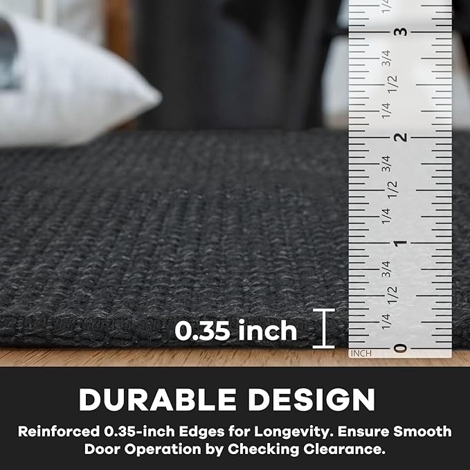 KOZYFLY Runners for Hallways 2x7 ft Washable Kitchen Runner Non Slip Rubber Backed Hall Runners Cotton Entryway Runner Rugs Floor Carpet for Indoor Backdoor Bedroom Kitchen, Black/Dark Grey
