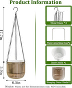 Halatool 2 Pack Self Watering Hanging Planters for Indoor Plants- 6.5 Inch Outdoor Hanging Flower Pots with 2 Metal Chains for Garden Home Wall Decor (Starry Gray)