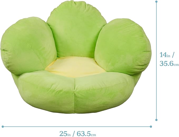 ECR4Kids SoftZone Flower-Shaped Cozy Floor Cushion, 25in, Flexible Seating, Bright Green